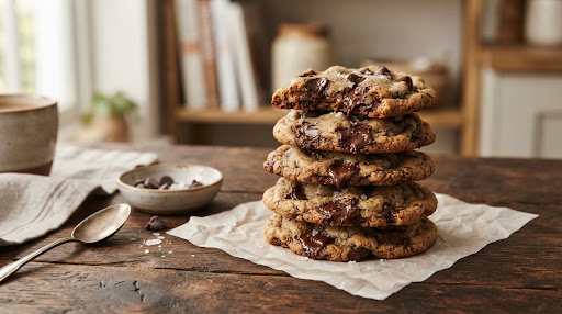 Galletas con trozos de chocolate fundido